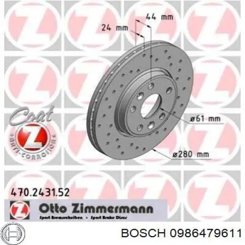 Купить 0986479611 Bosch Ротор тормозной