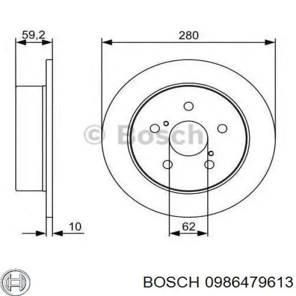 Задний дисковый тормоз Bosch 0986479613