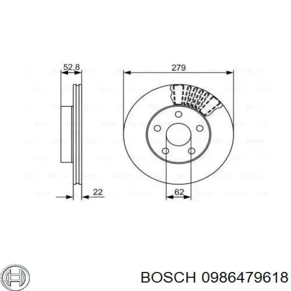 Передние тормозные диски 0986479618 Bosch