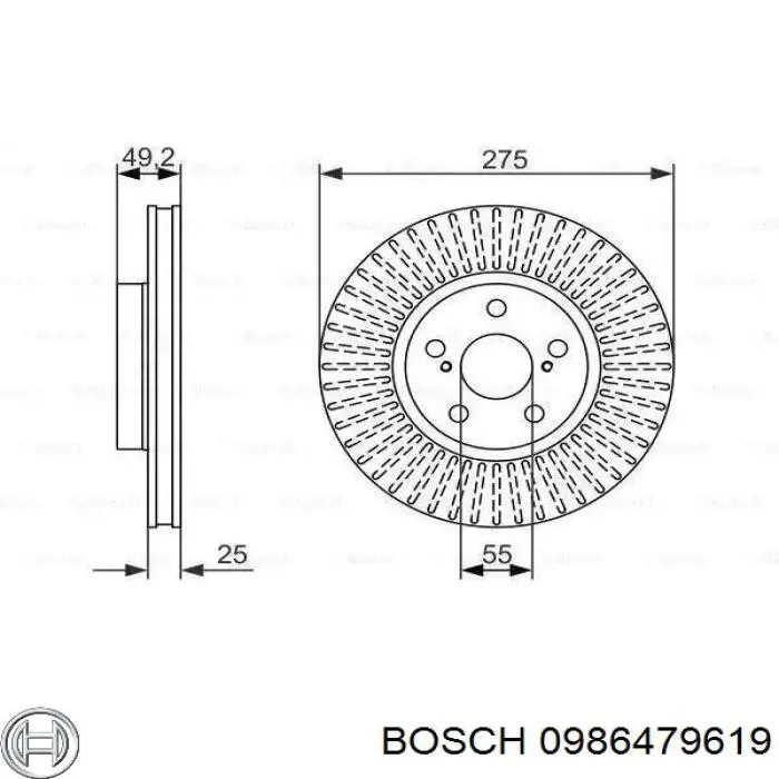 0 986 479 619 Bosch диск тормозной передний