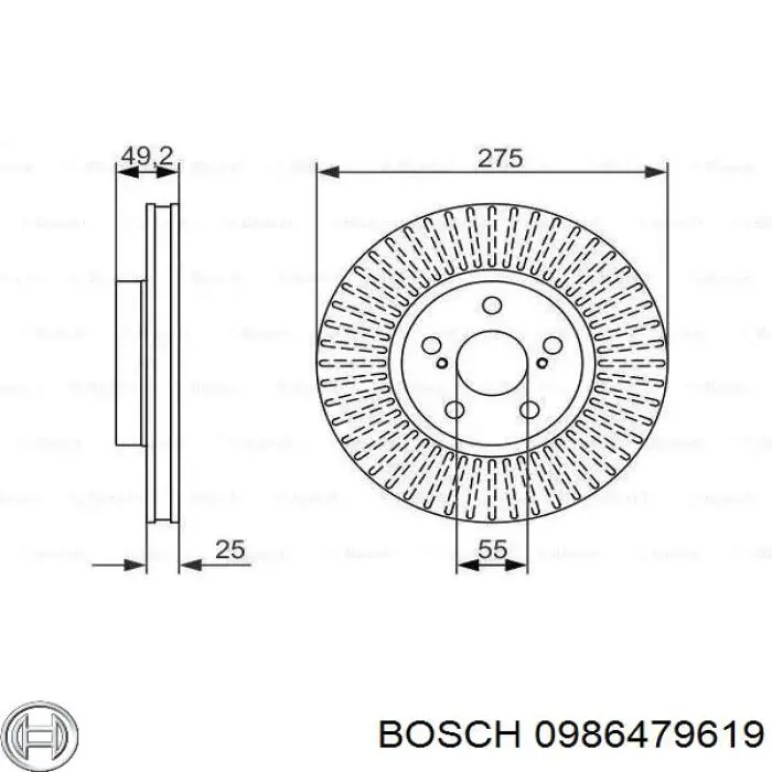 Передние тормозные диски 0986479619 Bosch