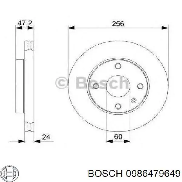 Диск гальмівний передній 0986479649 Bosch