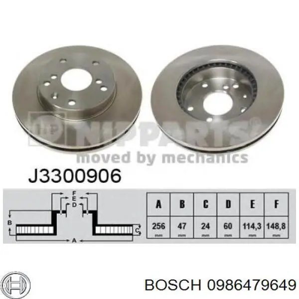 Диск гальмівний передній 0986479649 Bosch