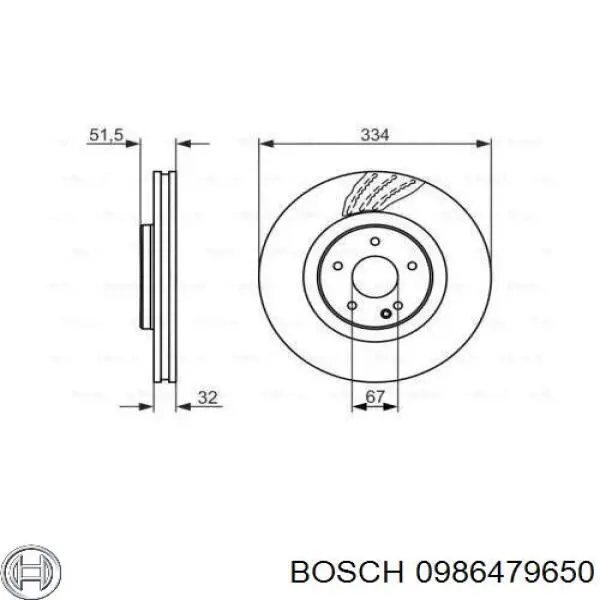 0986479650 Bosch Диск тормозной передний