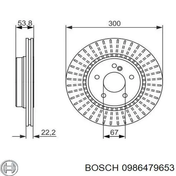 0 986 479 653 Bosch диск тормозной задний