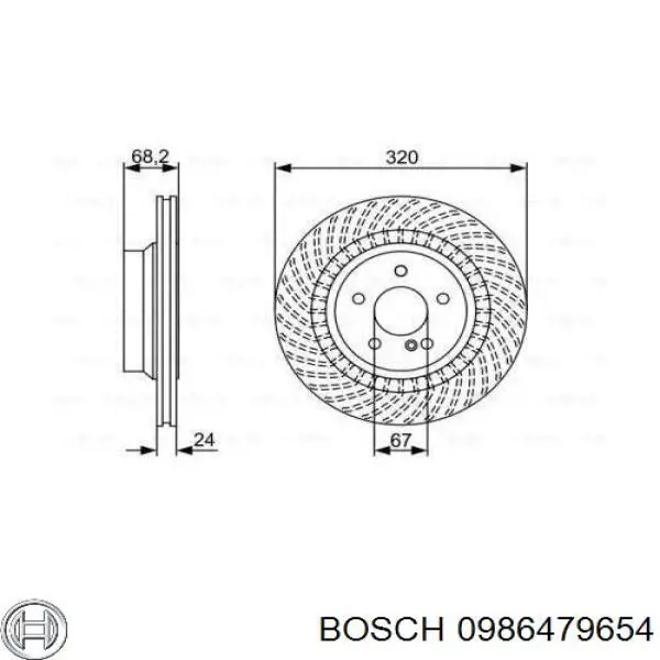 0986479654 Bosch диск тормозной задний