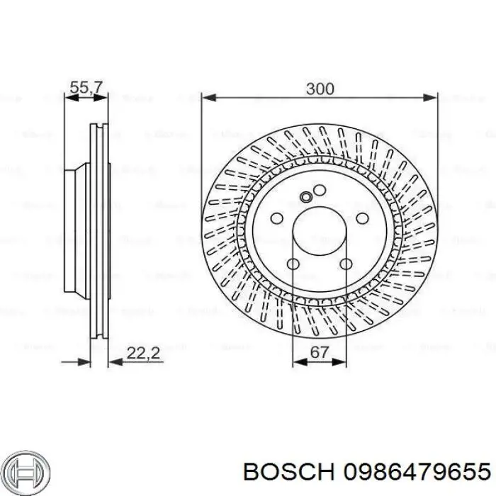 0986479655 Bosch диск тормозной задний