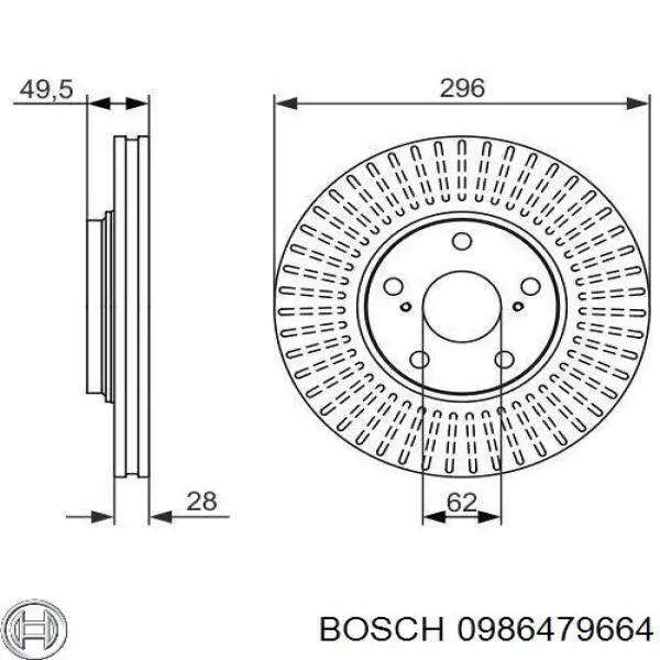 0986479664 Bosch Диск тормозной передний