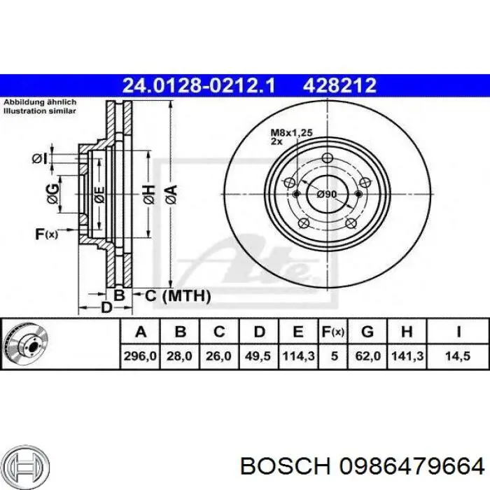 Купить 0986479664 Bosch Ротор тормозной
