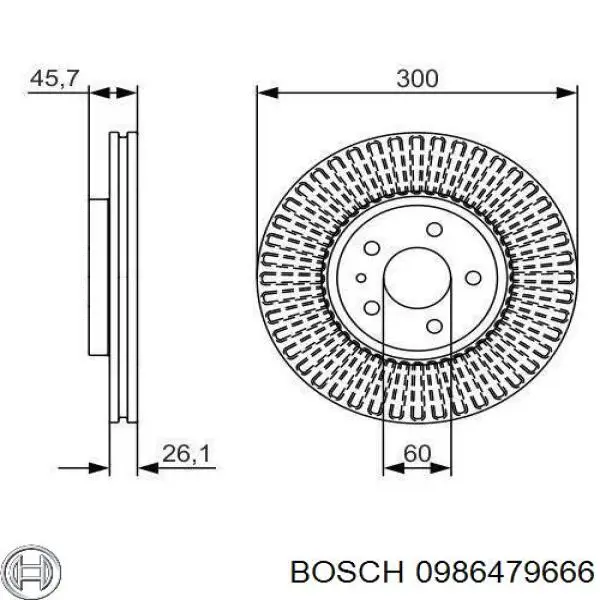 Передние тормозные диски 0986479666 Bosch