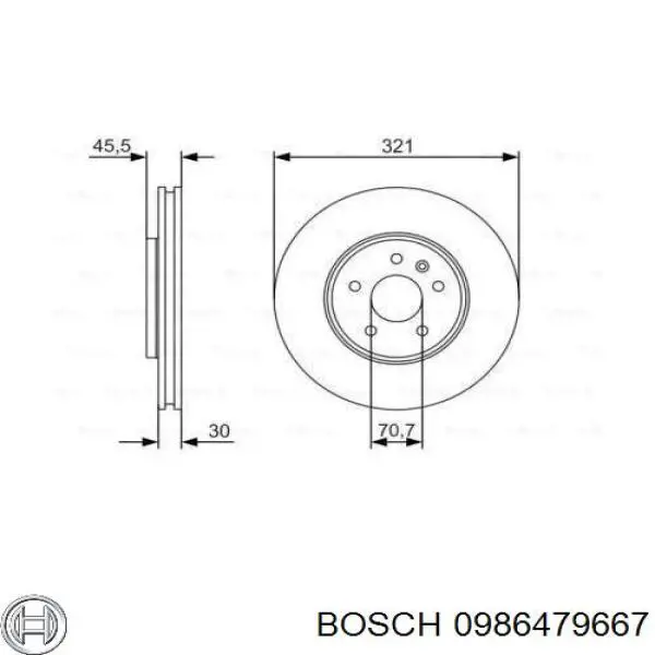 Freno de disco delantero 0986479667 Bosch