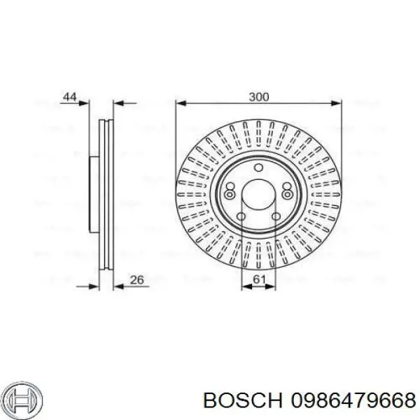 0986479668 Bosch диск тормозной передний