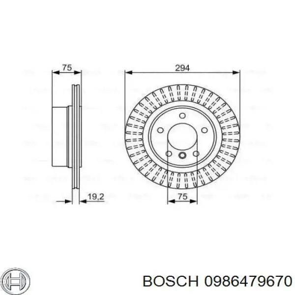 0 986 479 670 Bosch диск тормозной задний