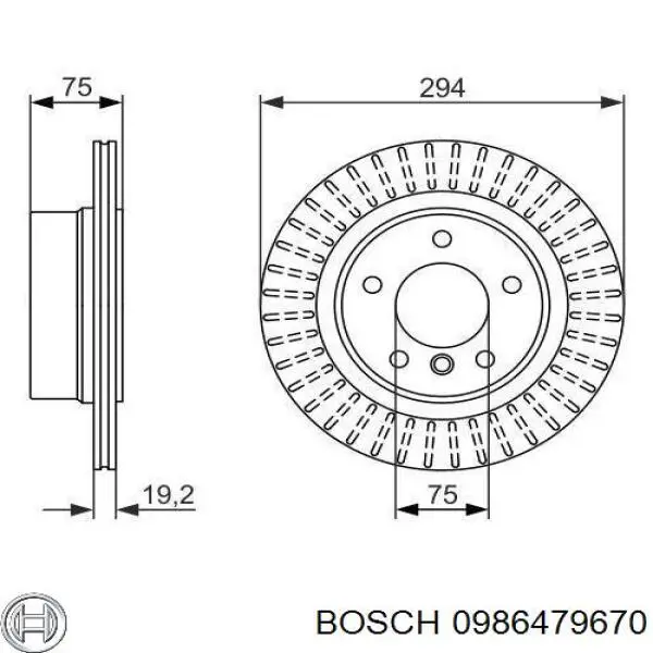 Disco de freno trasero 0986479670 Bosch