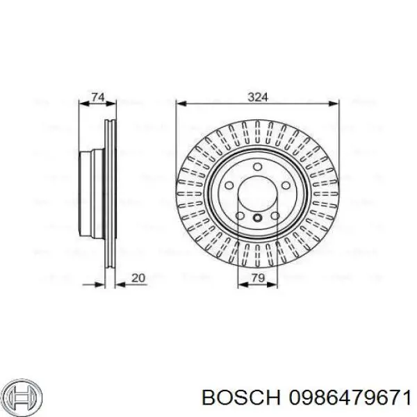 0986479671 Bosch диск тормозной задний
