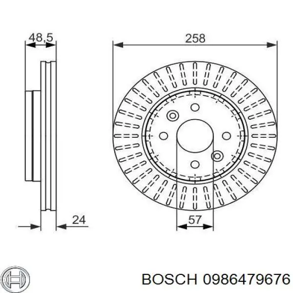 Freno de disco delantero 0986479676 Bosch