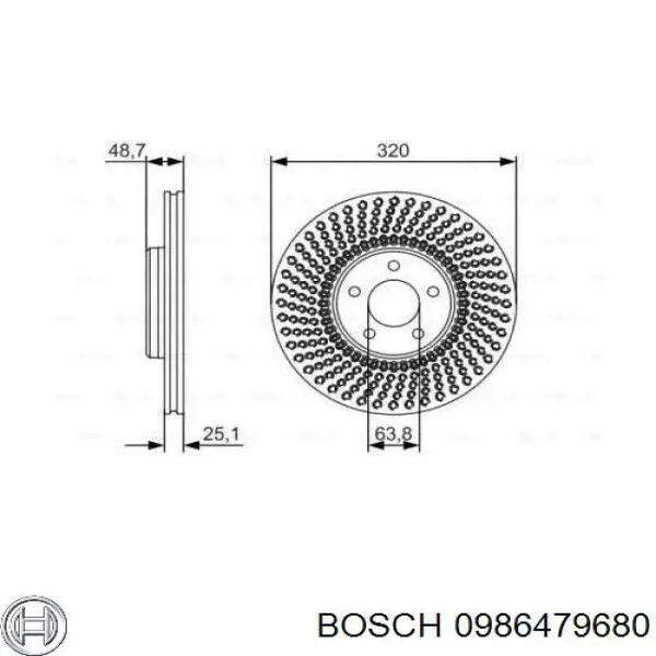 Передние тормозные диски 0986479680 Bosch