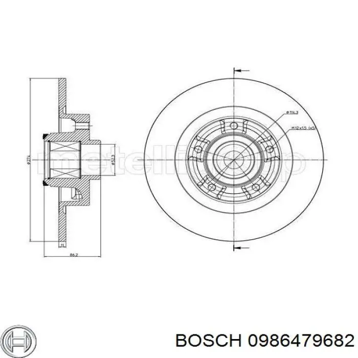 Купить 0986479682 Bosch Диск тормозной задний