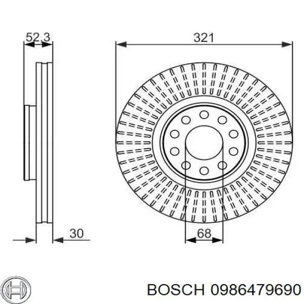 0986479690 Bosch диск тормозной передний