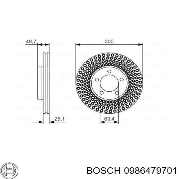 Передние тормозные диски 0986479701 Bosch