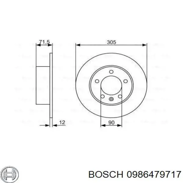 0986479717 Bosch диск тормозной задний