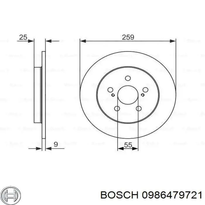 0986479721 Bosch диск тормозной задний