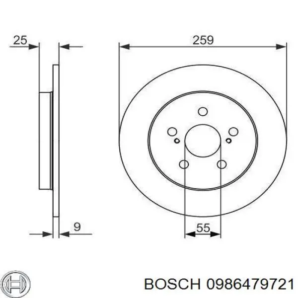 Диск гальмівний задній 0986479721 Bosch