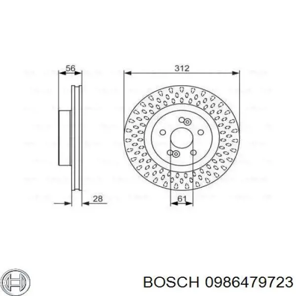 Передние тормозные диски 0986479723 Bosch