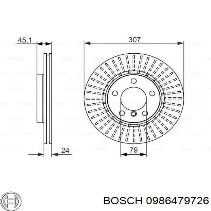 Передние тормозные диски 0986479726 Bosch