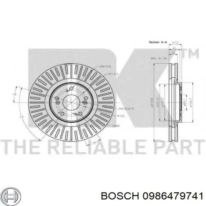 0986479741 Bosch Диск тормозной передний