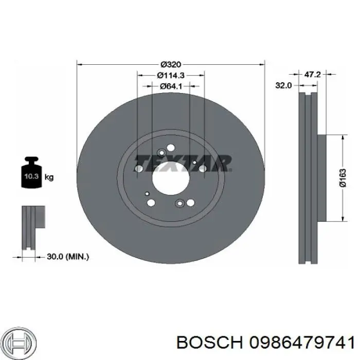 Купить 0986479741 Bosch Ротор тормозной
