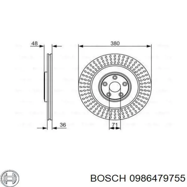 Передние тормозные диски 0986479755 Bosch