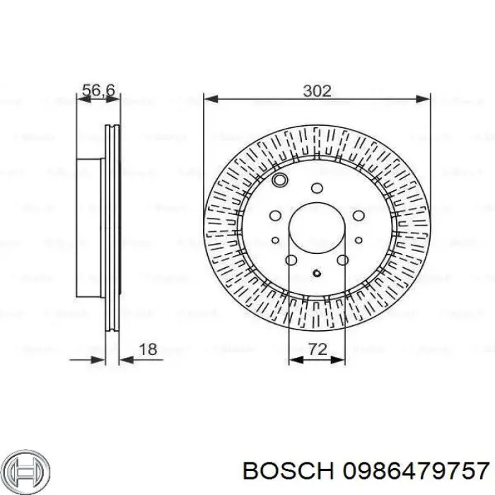 0986479757 Bosch диск тормозной задний
