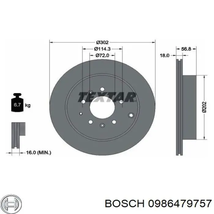 Задний тормозной диск Bosch 0986479757 цена, от 47.14 USD