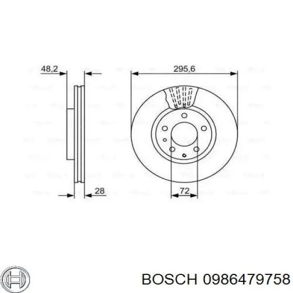 Freno de disco delantero 0986479758 Bosch