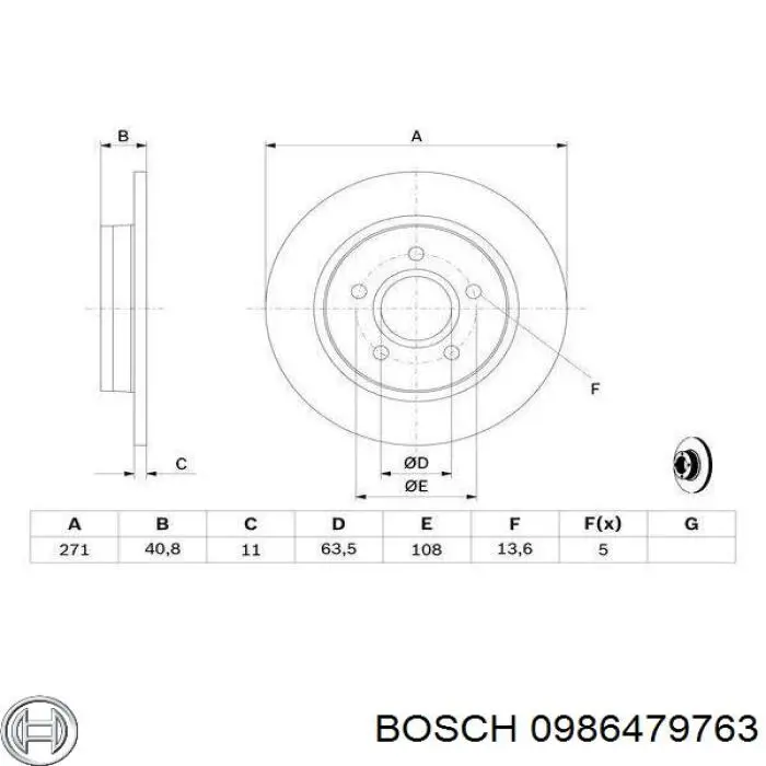 Тормозные диски 0986479763 Bosch