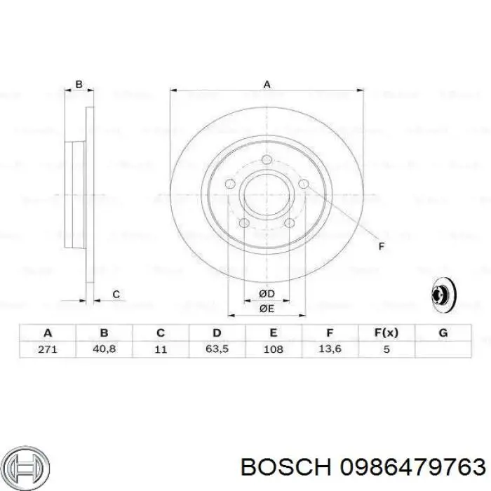 0986479763 Bosch диск тормозной задний