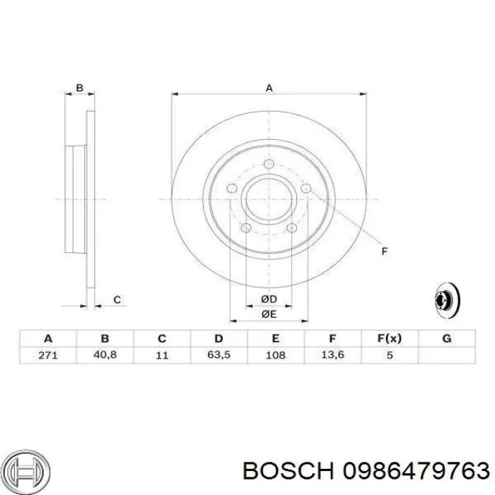 0986479763 Bosch Дисковый тормоз