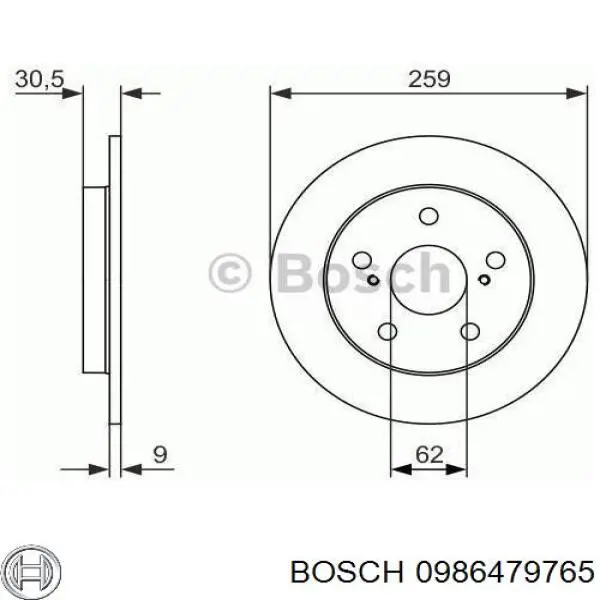 Тормозные диски 0986479765 Bosch