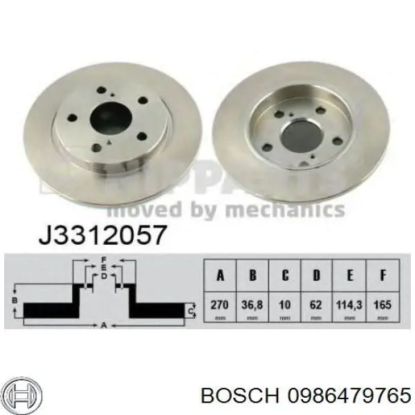 0986479765 Bosch Дисковый тормоз