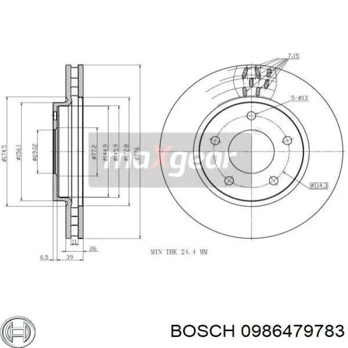 Купить 0986479783 Bosch Ротор тормозной