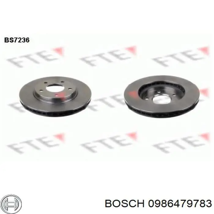 Передние тормозные диски 0986479783 Bosch