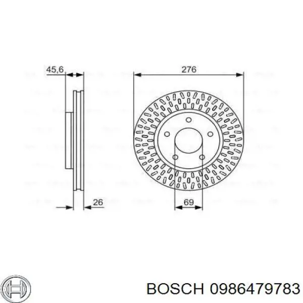 Передний тормозной диск Bosch 0986479783