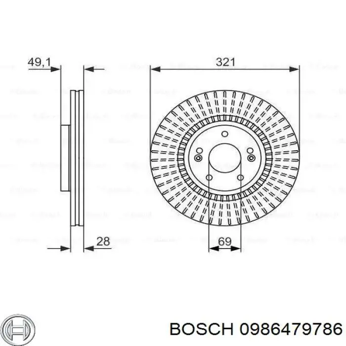 Передние тормозные диски 0986479786 Bosch