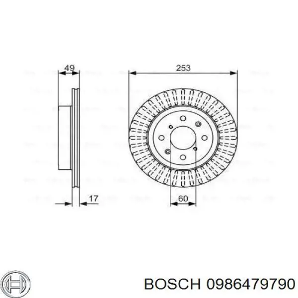 Передние тормозные диски 0986479790 Bosch