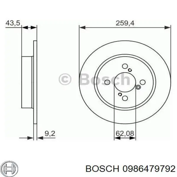 Тормозные диски 0986479792 Bosch