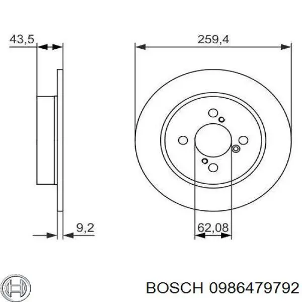 Disco de freno trasero 0986479792 Bosch
