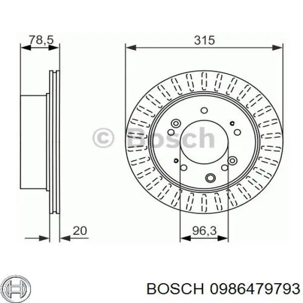Disco de freno trasero 0986479793 Bosch