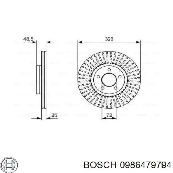 Передние тормозные диски 0986479794 Bosch