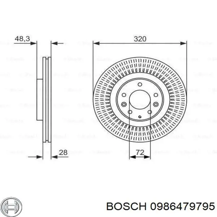 0 986 479 795 Bosch диск тормозной передний